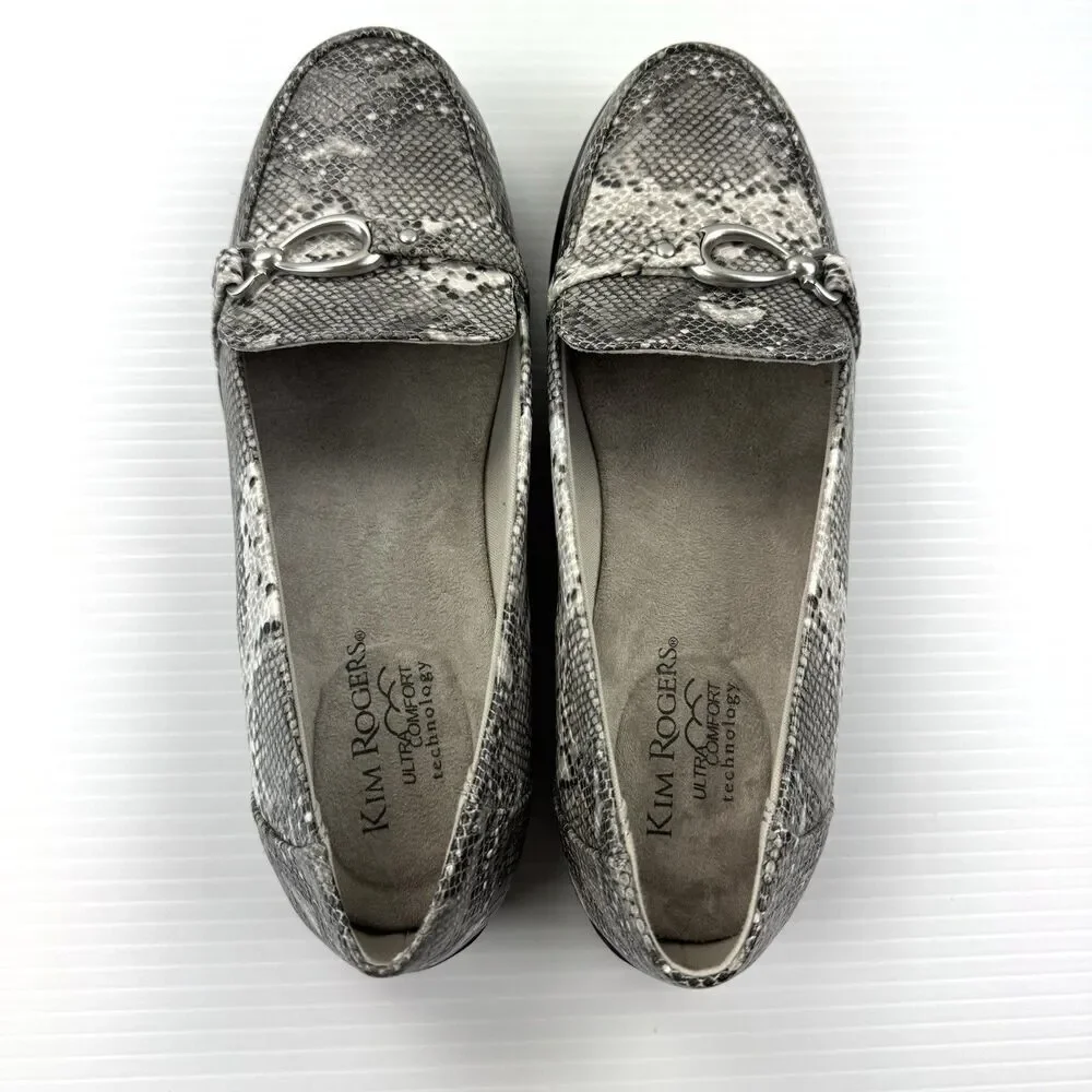 Kim Rogers Blayne Snake Print Loafers 7M Horsebit Comfort Flats